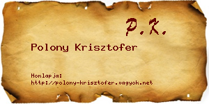 Polony Krisztofer névjegykártya